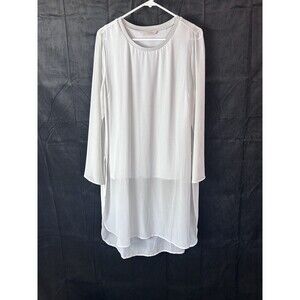 Soft Surroundings Womens Large Long Sleeve Grey Sheer Top